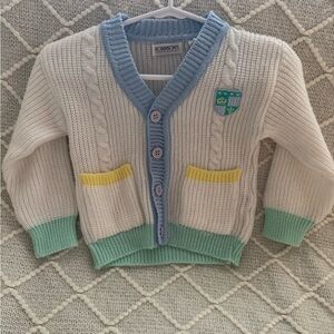 Baby Vintage Cardigan - White, Blue, Green, Yellow | Size 6-9 Months